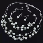 Pearl Jewelry Sets Necklace Bracelet Earrings