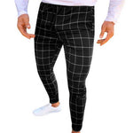 Fashion Pants Men Plaid Print