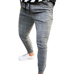 Fashion Pants Men Plaid Print