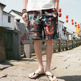 Beach Shorts Men Summer Hawaii Men linen Shorts