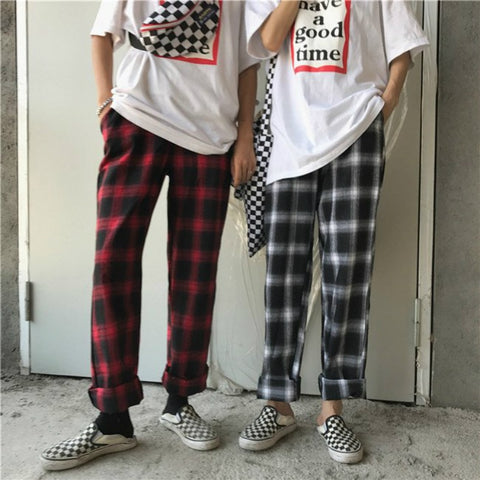 Plaid Pants Men Hip hop Pants Streetwear