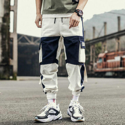 Ribbons Harem Joggers Men Cargo Pants Streetwear