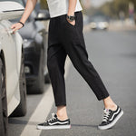 Casual Ankle-Length Plaid Pants Men Trousers