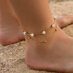 Gold Color Round Beaded Bohemian Anklet